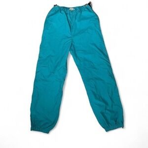 L.L. Bean Track Pants Womens S Teal Excellent Vintage 90s Nylon Side Zip USA